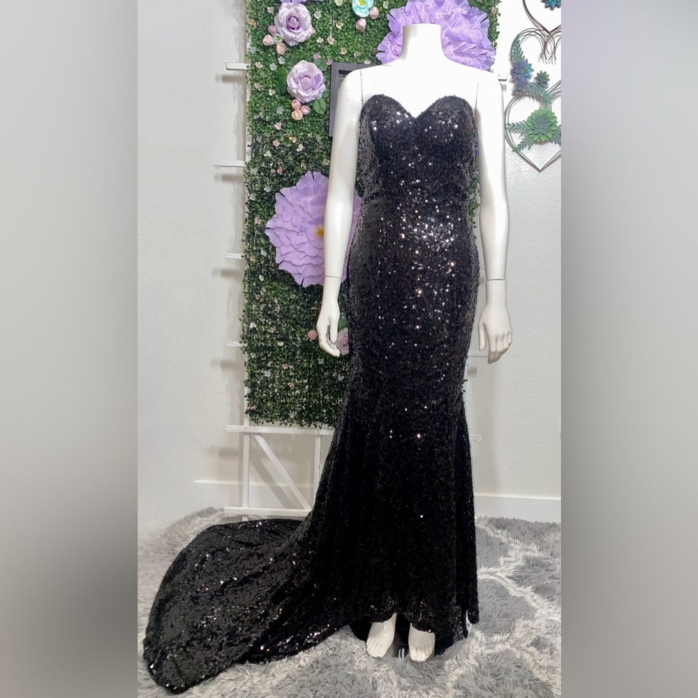 Trumpet/Mermaid Sweetheart Sequin Sleeveless Long Sequins Lined Dress Size 2